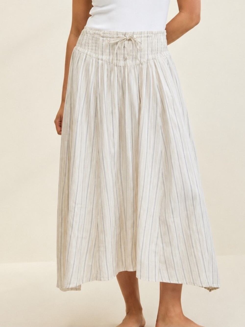 Aerie Striped Maxi Skirt Smocked Waist Size Large
